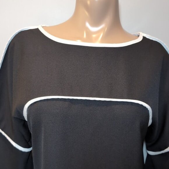 3/$20 Mimi Fashion Japan Bell Sleeve Top Contrast Trim Blouse *Fits Smaller* - Picture 3 of 11